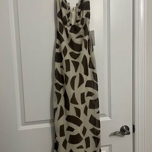 Chic Strapless Brown and Cream Dress